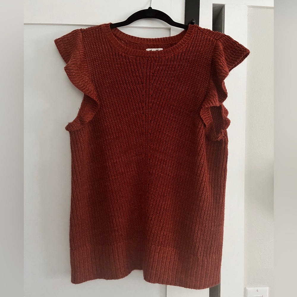 Maurices Rust Knit Ruffle Sleeve Top